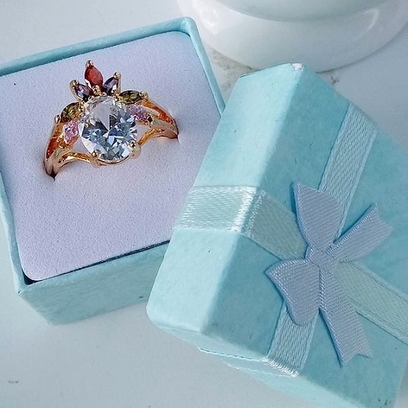 18k Gold 👑 Silver Princess Ring - Picture 6 of 6